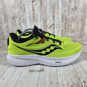 Saucony Ride 15 Mens 9.5 Womens 11 Running Shoes Neon Yellow Black S20729-25